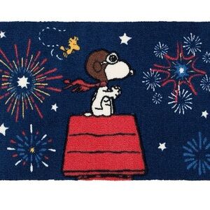 Peanuts Americana Snoopy Doghouse Rug with Fireworks - Navy & Red Brand New
